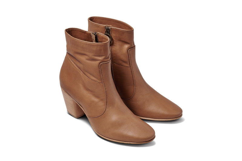Catbird leather boots in tan - product angle shot