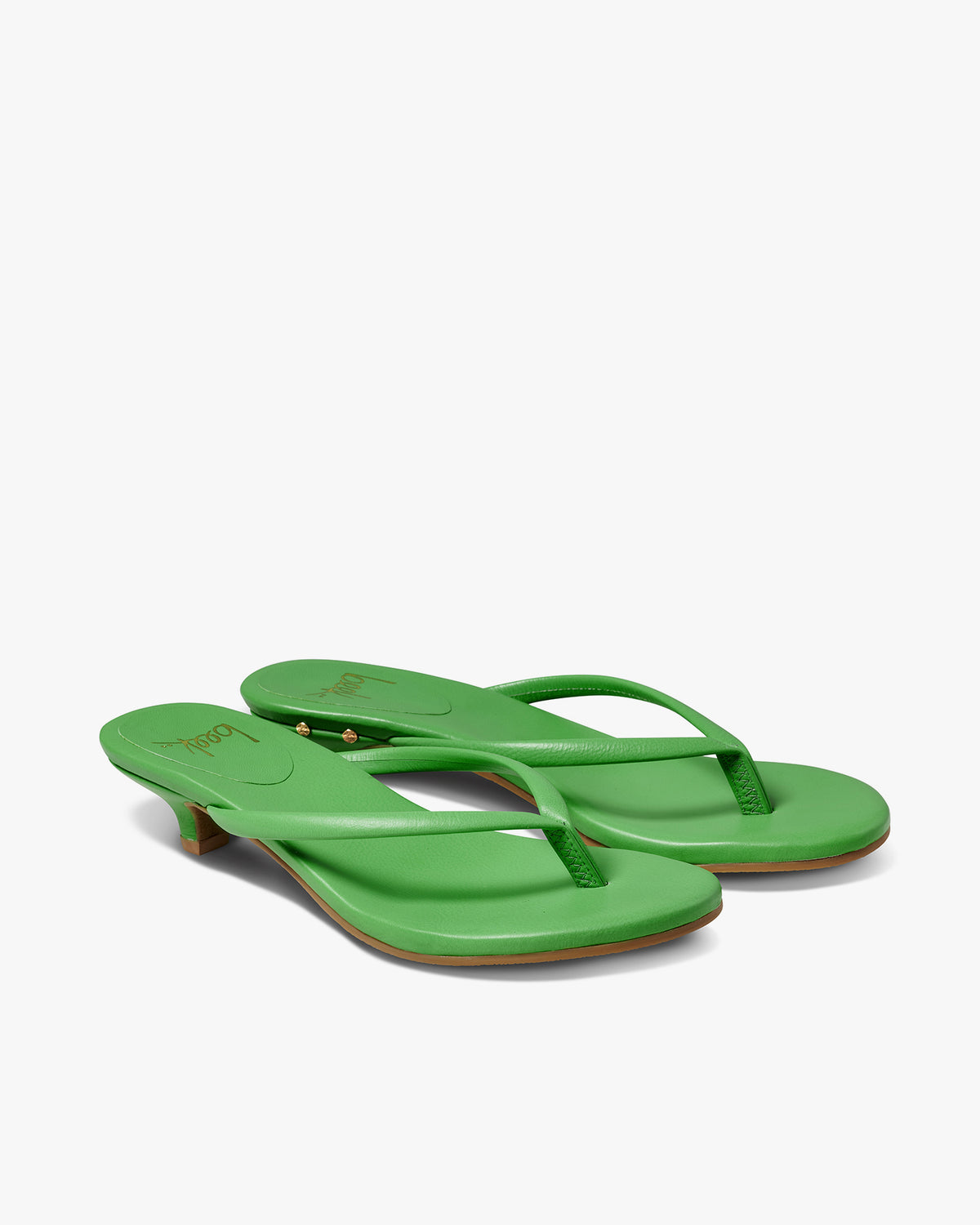 Corella leather kitten heel sandal in palm - product angle shot