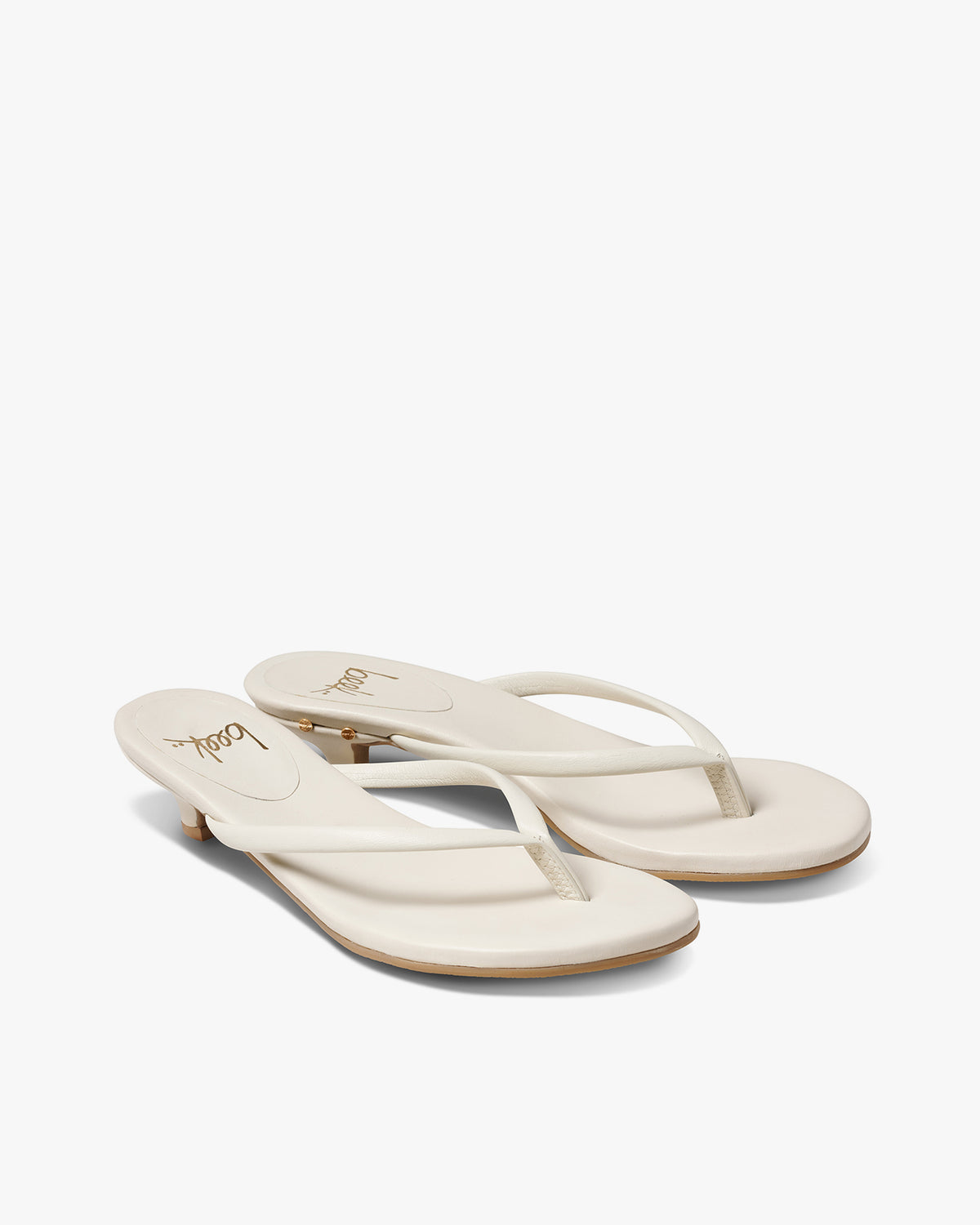 Corella leather kitten heel sandal in vanilla - product angle shot