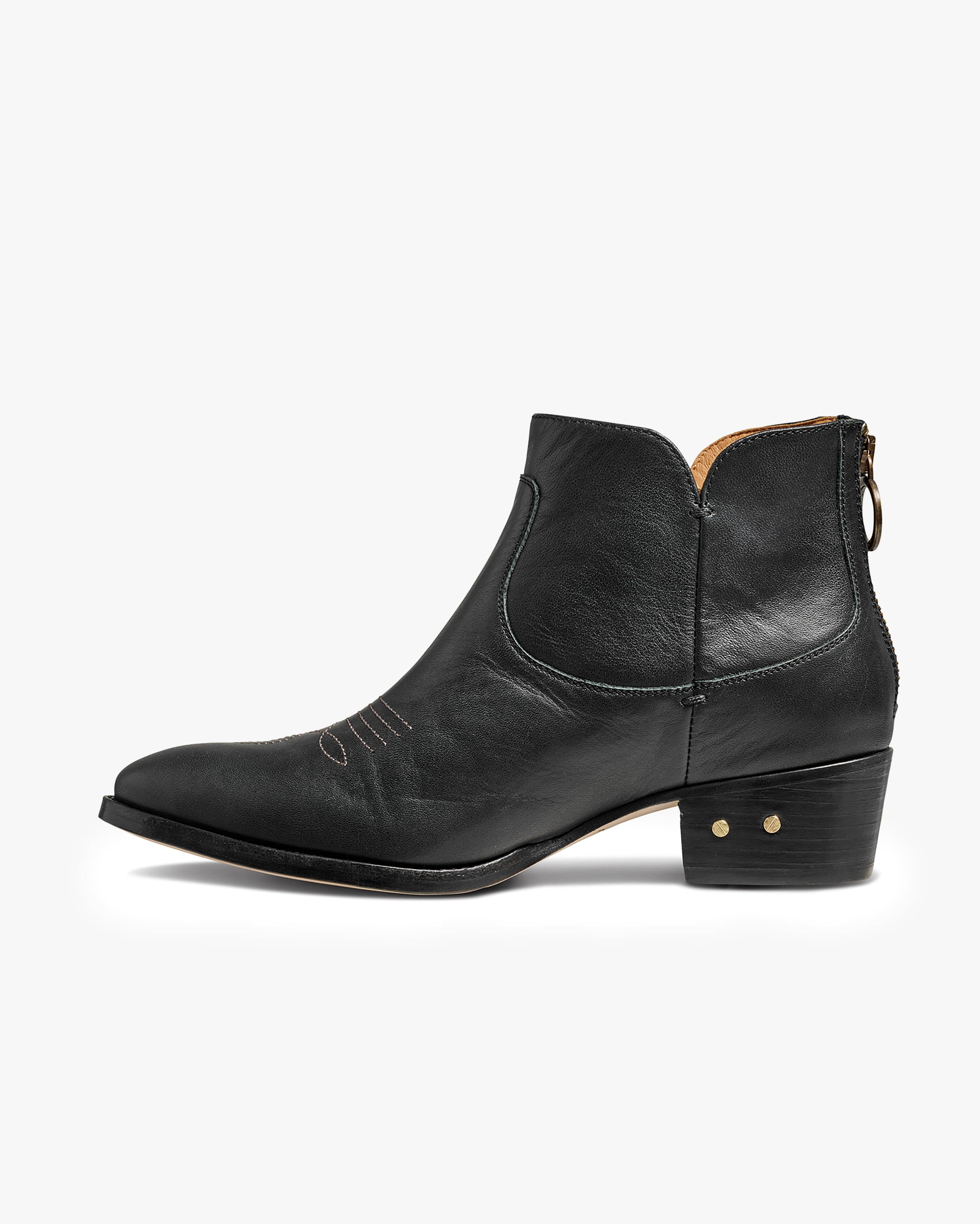 Cowbird Western Leather Bootie - Black