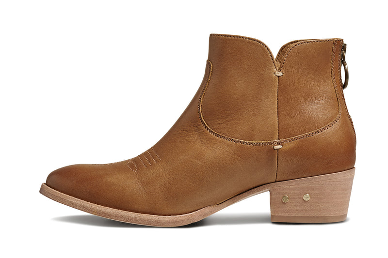 Cowbird leather ankle boots in tan - product side shot