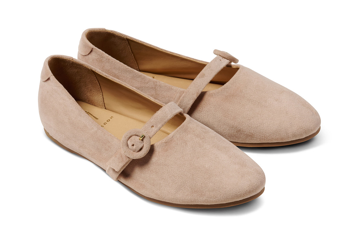 Crane velvet mary jane shoes in blush - product angle shot