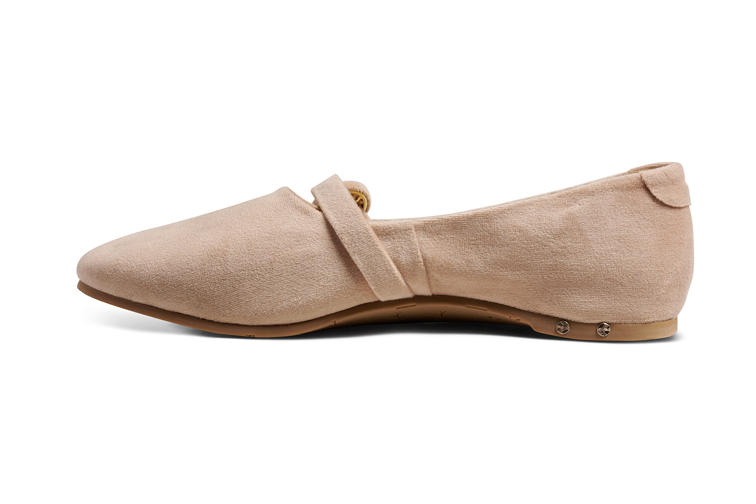 Crane velvet mary jane shoes in blush - product side shot