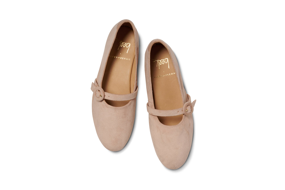 Crane velvet mary jane shoes in blush - product top shot