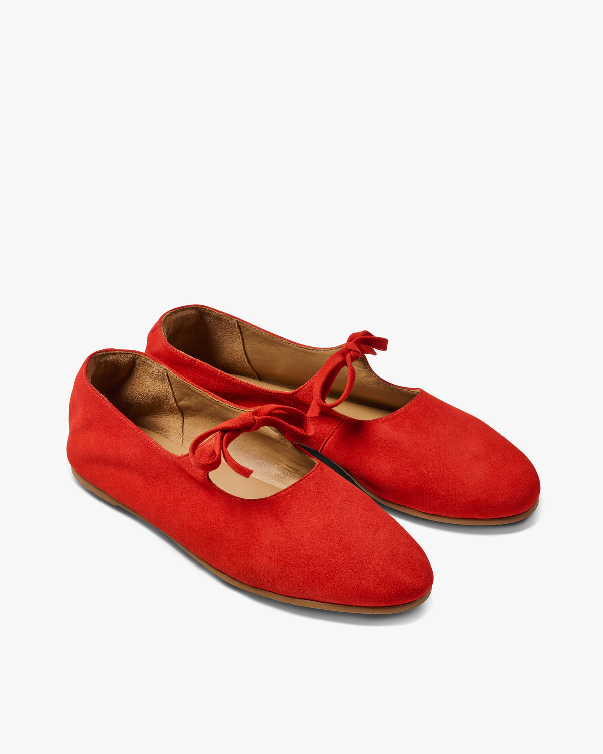 Crane Bow velvet mary jane shoes in poppy - product angle shot