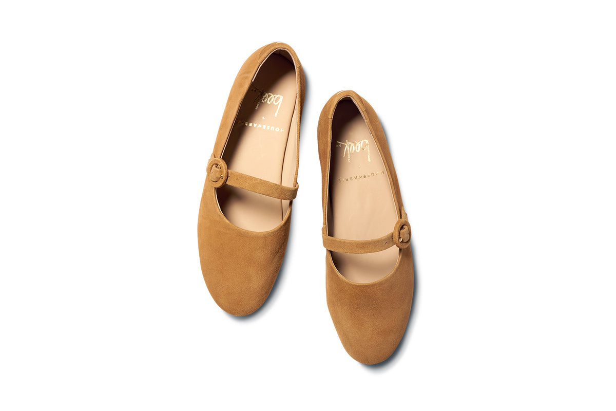 Crane suede mary jane shoe in caramel - product top shot