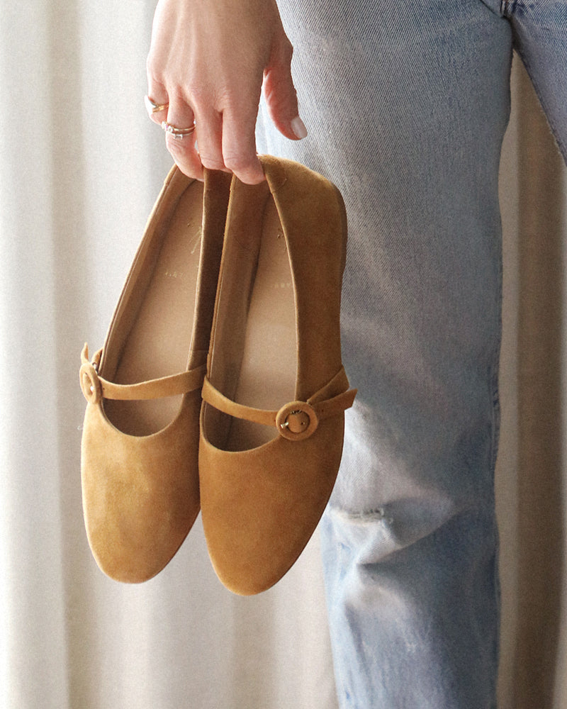 Crane Suede Mary Jane Shoe - Caramel | beek