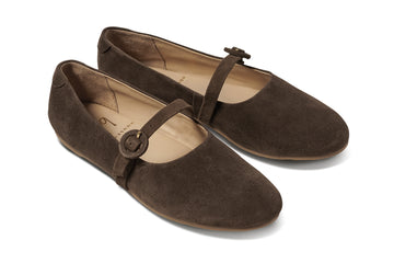 Crane suede mary jane shoe in coffee - product angle shot