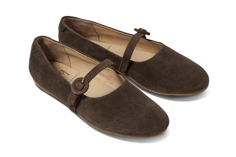 Crane suede mary jane shoe in coffee - product angle shot