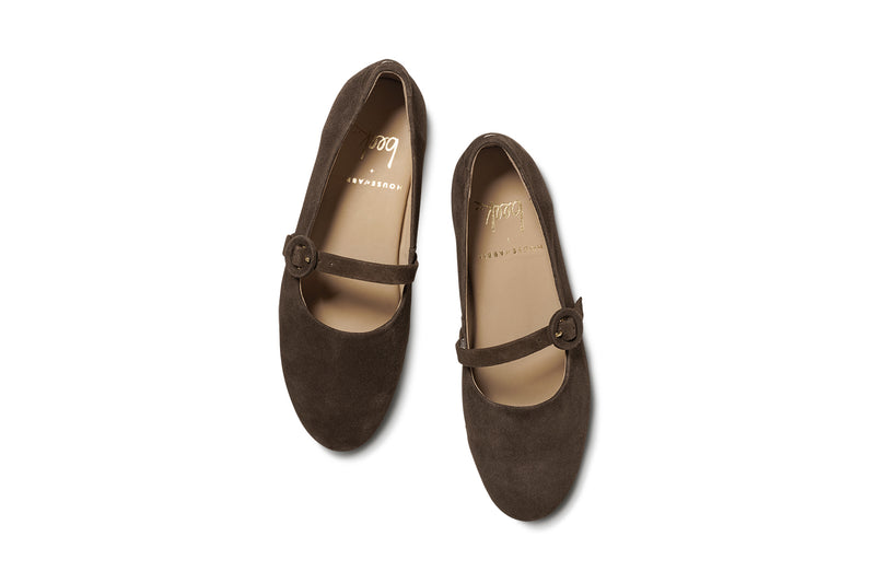 Crane suede mary jane shoe in coffee - product top shot