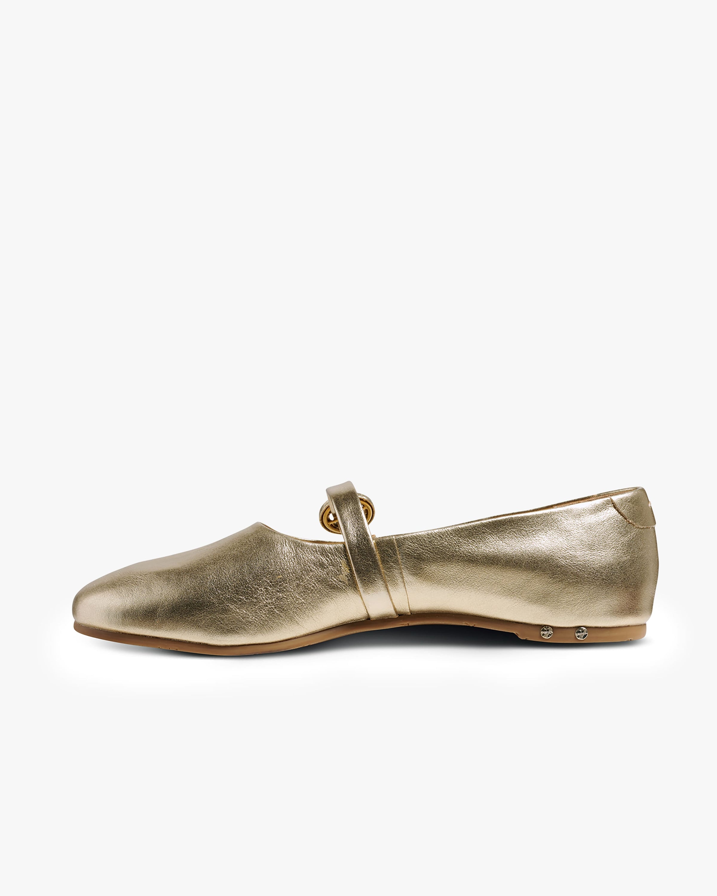slim fit dress slacks Livia Leather Ballet Flat Shoe - Gold — ALEXANDRA DE CURTIS main image 1