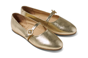 Crane leather mary jane shoes in gold - product angle shot
