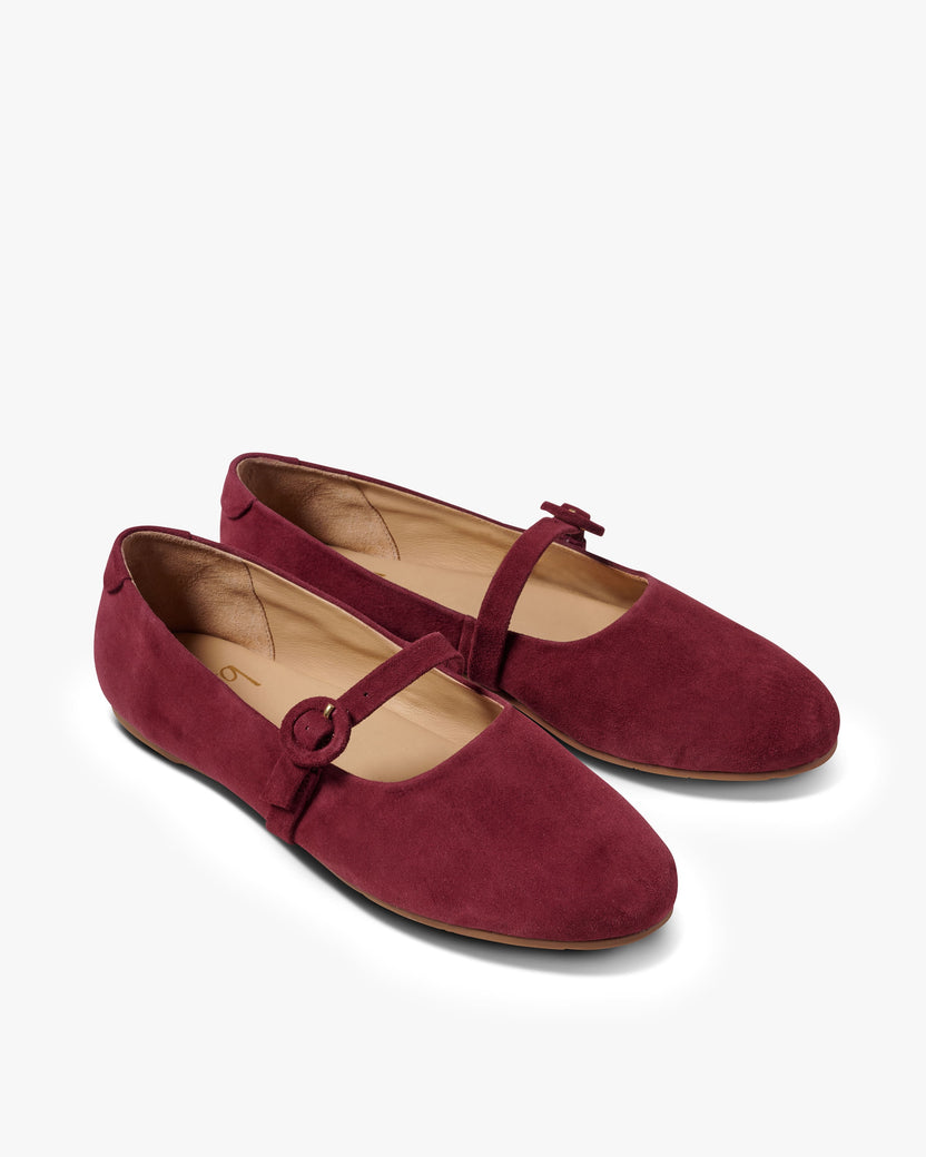 Crane suede mary jane shoes in port - product angle shot
