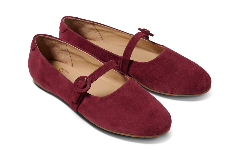 Crane suede mary jane shoes in port - product angle shot