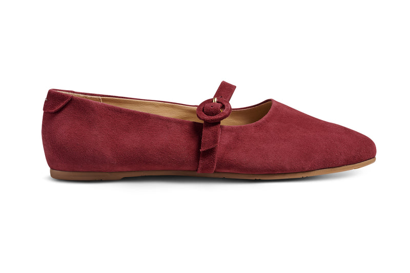 Crane suede mary jane shoes in port - product side shot