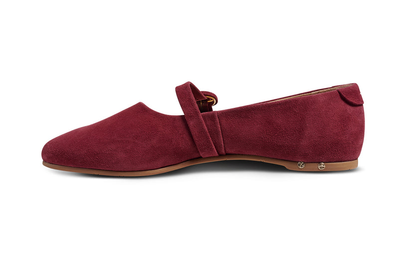Crane suede mary jane shoes in port - product side shot
