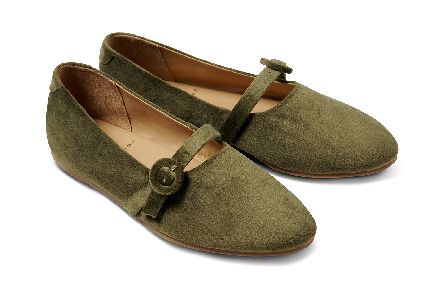 Crane velvet mary jane shoe in sage - product angle shot