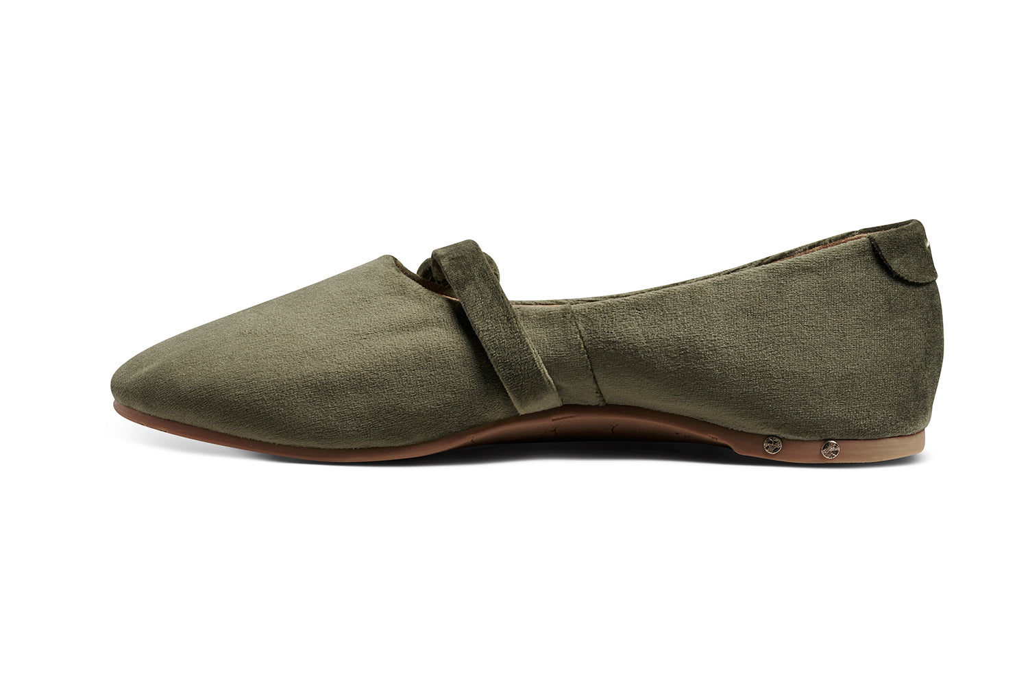 Crane velvet mary jane shoe in sage - product side shot