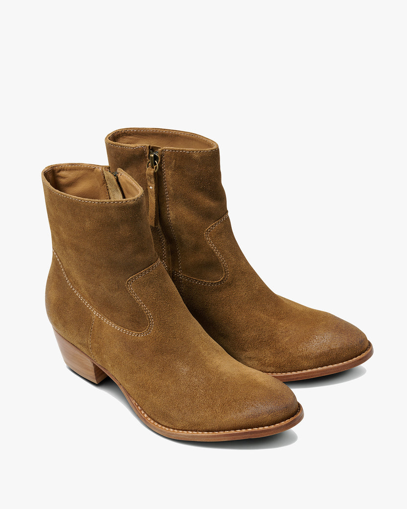 Cuervo suede boots in chestnut - product angle shot