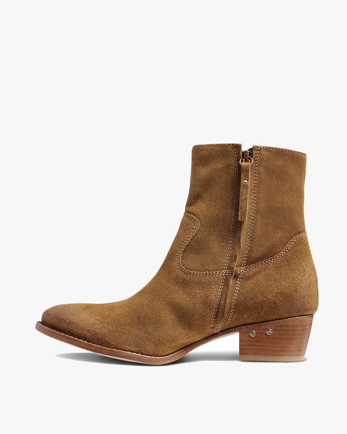 Cuervo suede boots in chestnut - product side shot