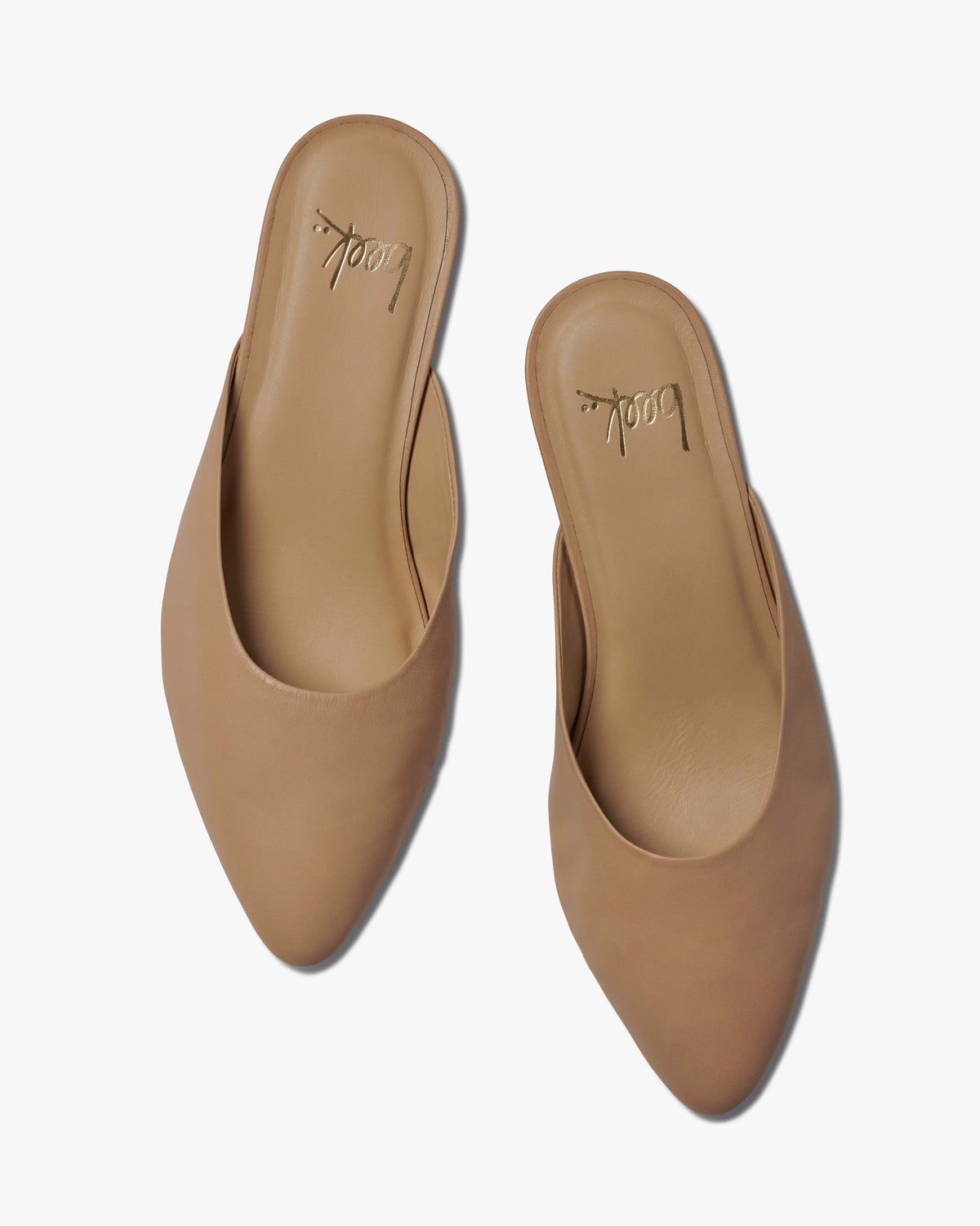 Dipper leather kitten heel mules in beach - product top shot