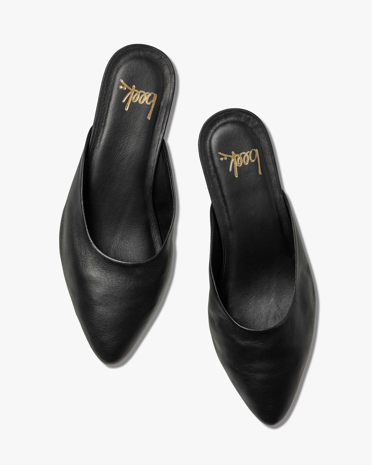 Dipper leather kitten heel mule in black - product top shot