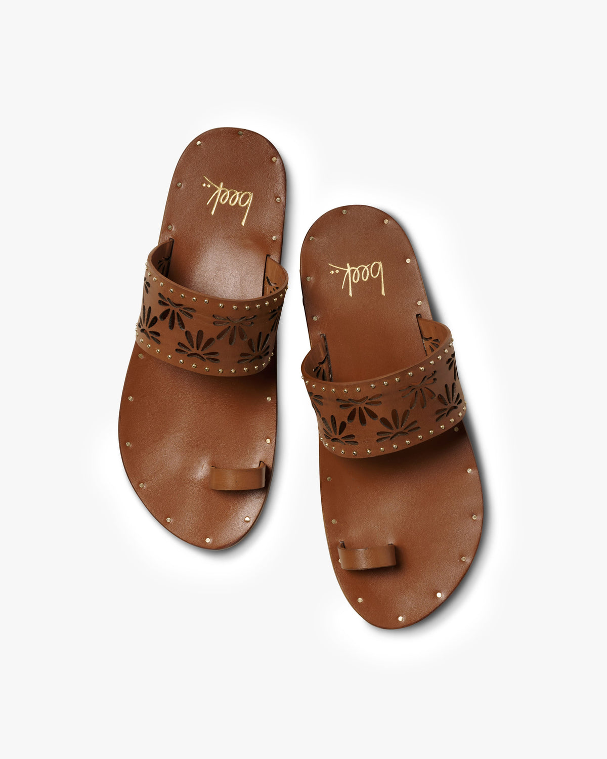Dove leather toe ring sandal in tan - product top shot