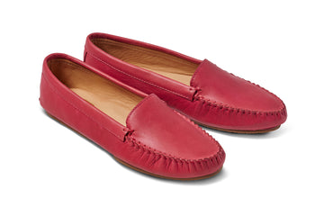 Duck leather loafer in lipstick - product angle shot
