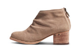 Eaglet suede heeled boot in stone - side shot