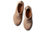 Eaglet suede heeled boot in stone - top shot