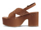 Emu leather platform heel buckle sandal in tan - product side shot
