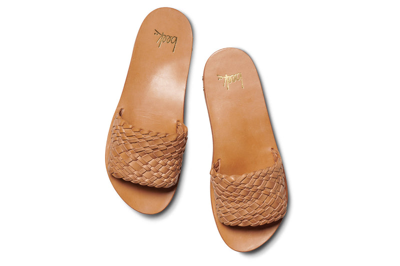 Fairy woven leather sandals in honey - top shot