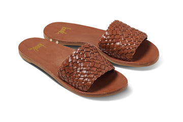 Fairy woven leather sandals in tan - angle shot