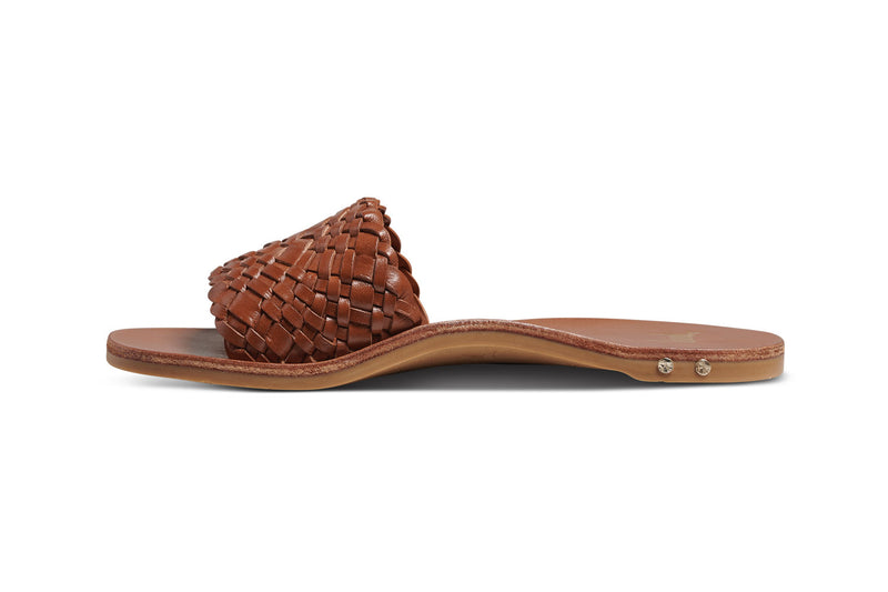 FAIRY Tan Woven Leather Slide Sandal beek