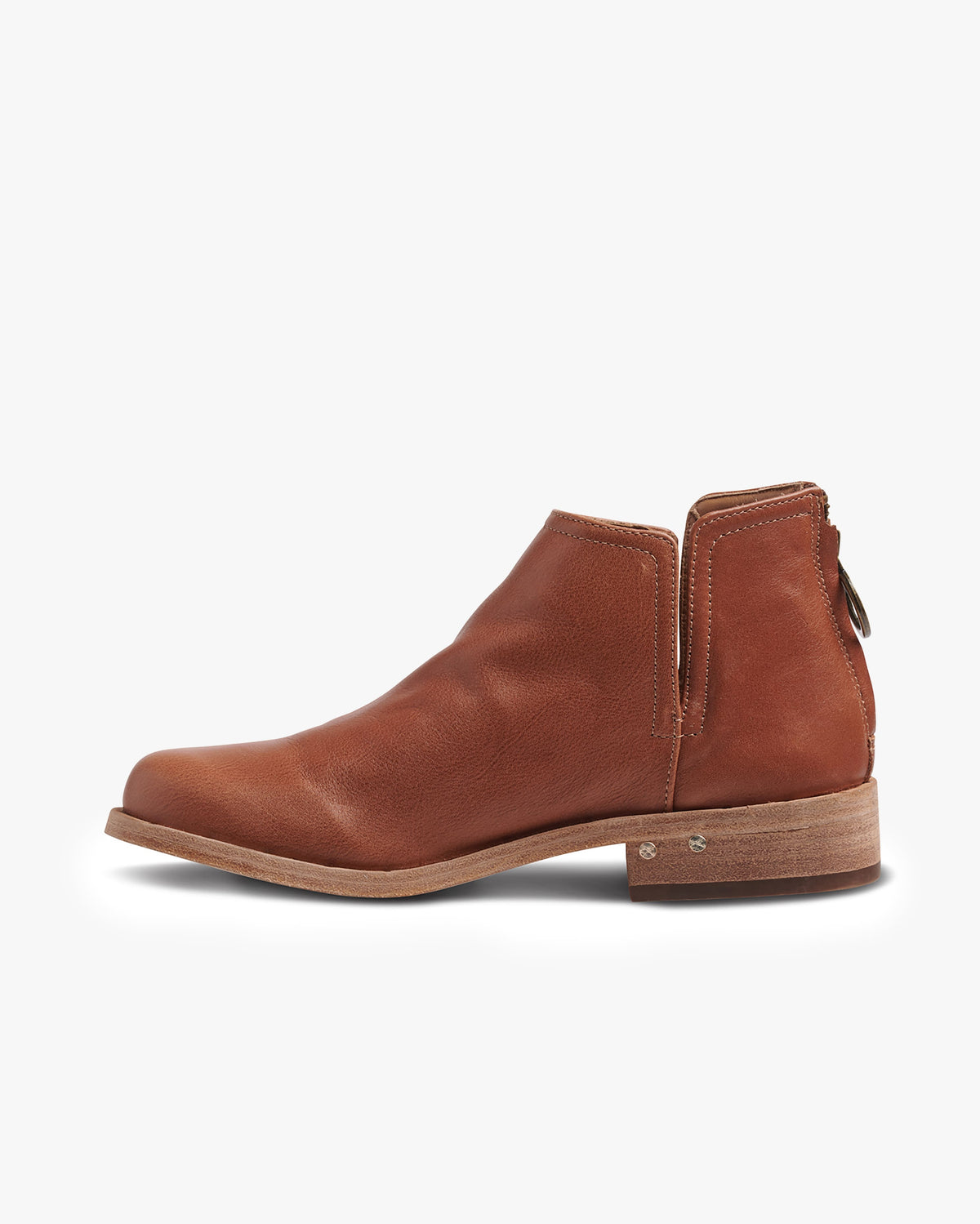 Falcon leather booties in cognac - side shot
