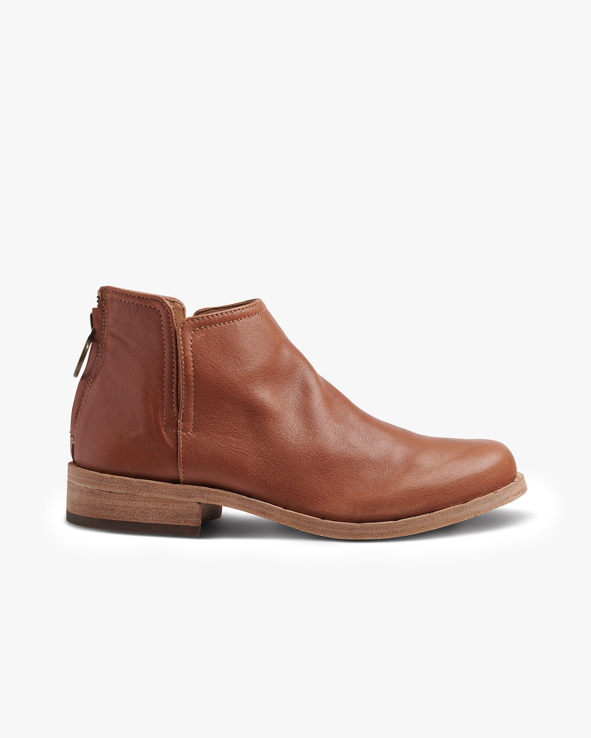 Falcon leather booties in cognac - side shot