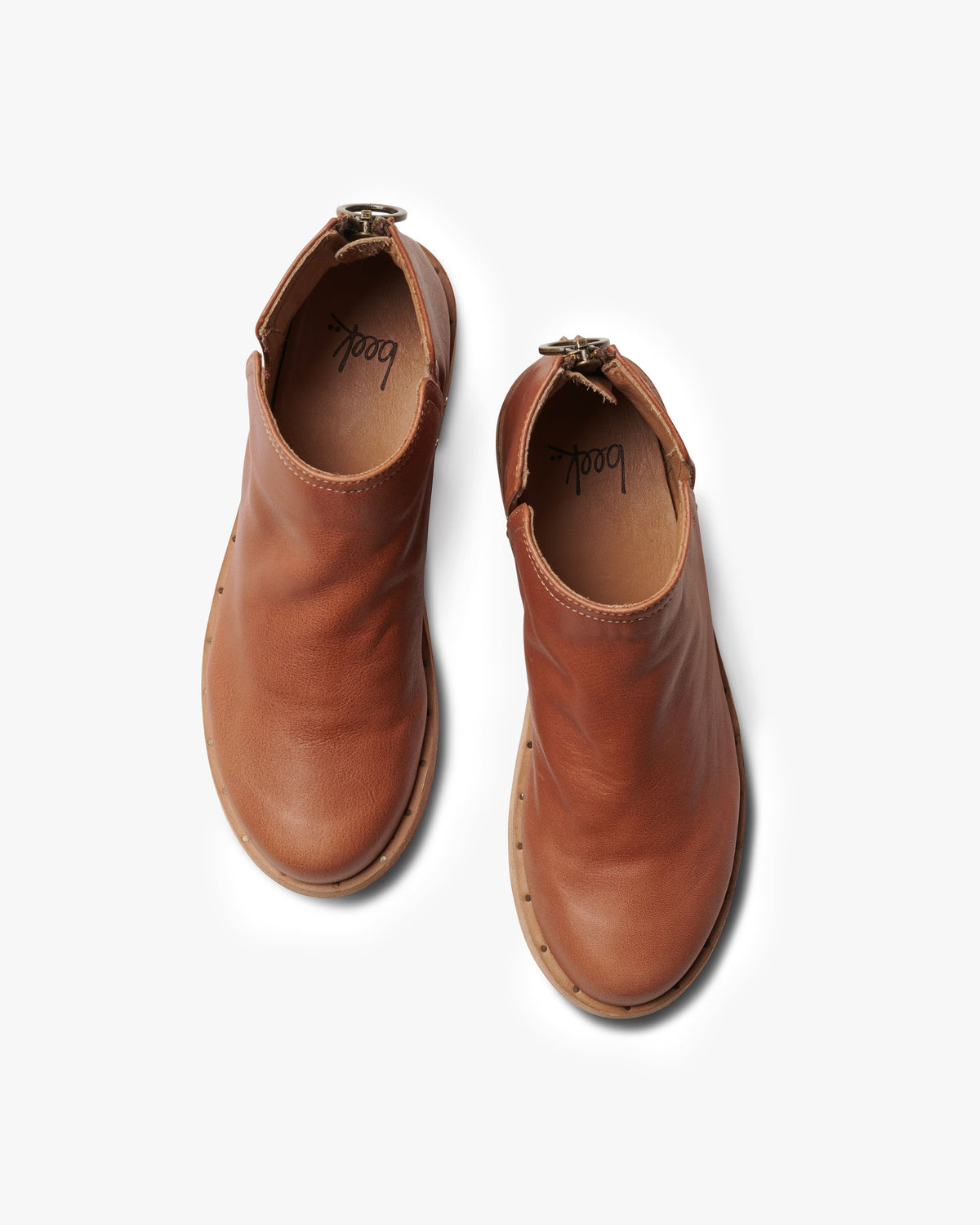 Falcon leather booties in cognac - top shot