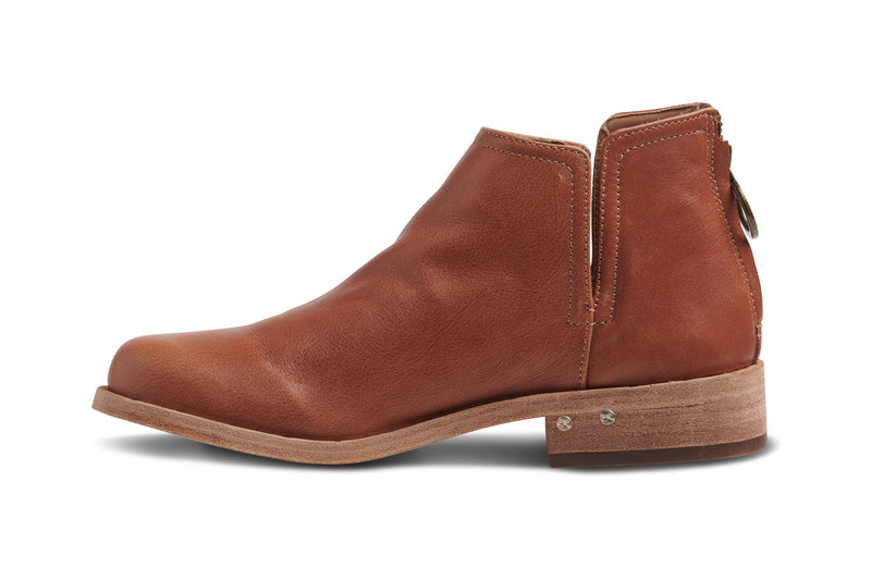 Falcon leather booties in cognac - side shot