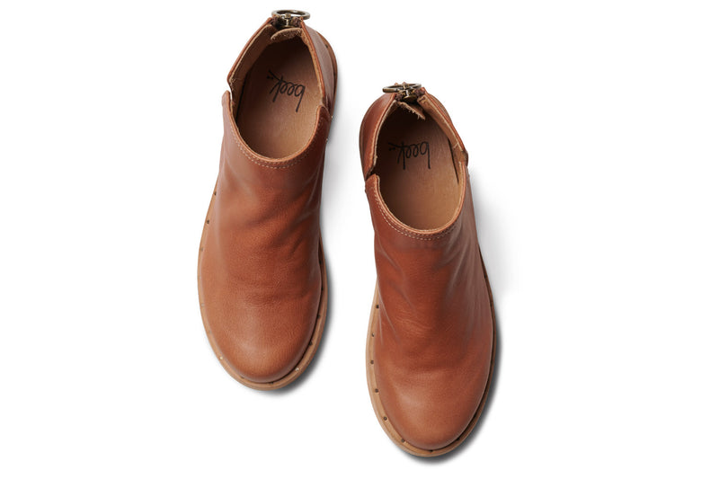 Falcon leather booties in cognac - top shot
