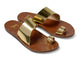Finch leather toe-ring sandal in high shine gold - product angle shot