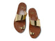 Finch leather toe-ring sandal in high shine gold - product top shot