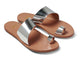 Finch leather toe-ring sandal in high shine silver - product angle shot