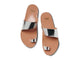 Finch leather toe-ring sandal in high shine silver - product top shot
