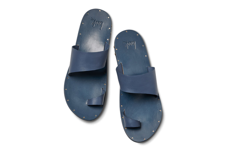 Finch leather toe-ring sandal in navy - product top shot