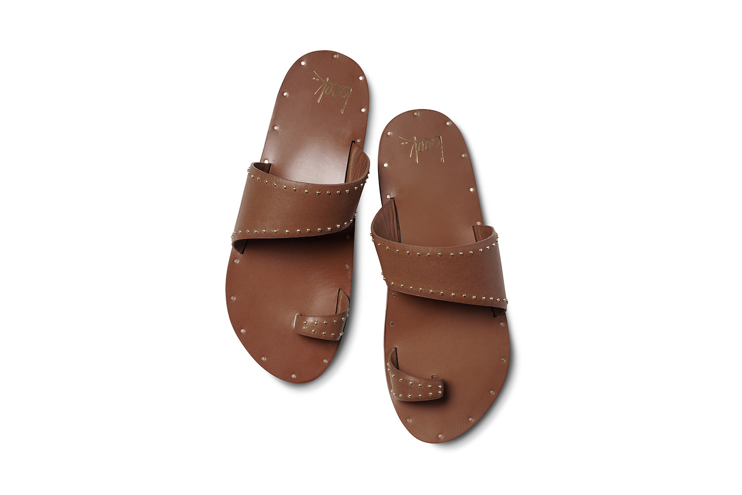 Finch Stud leather studded toe-ring sandal in tan - product top shot