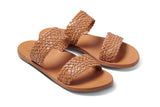 Flicker woven leather sandals in honey - angle shot