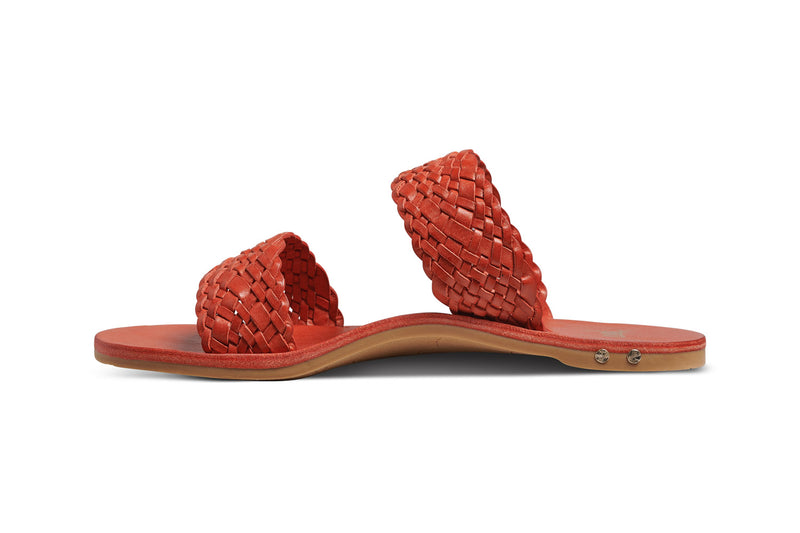 Flicker woven leather sandals in honey - side shot