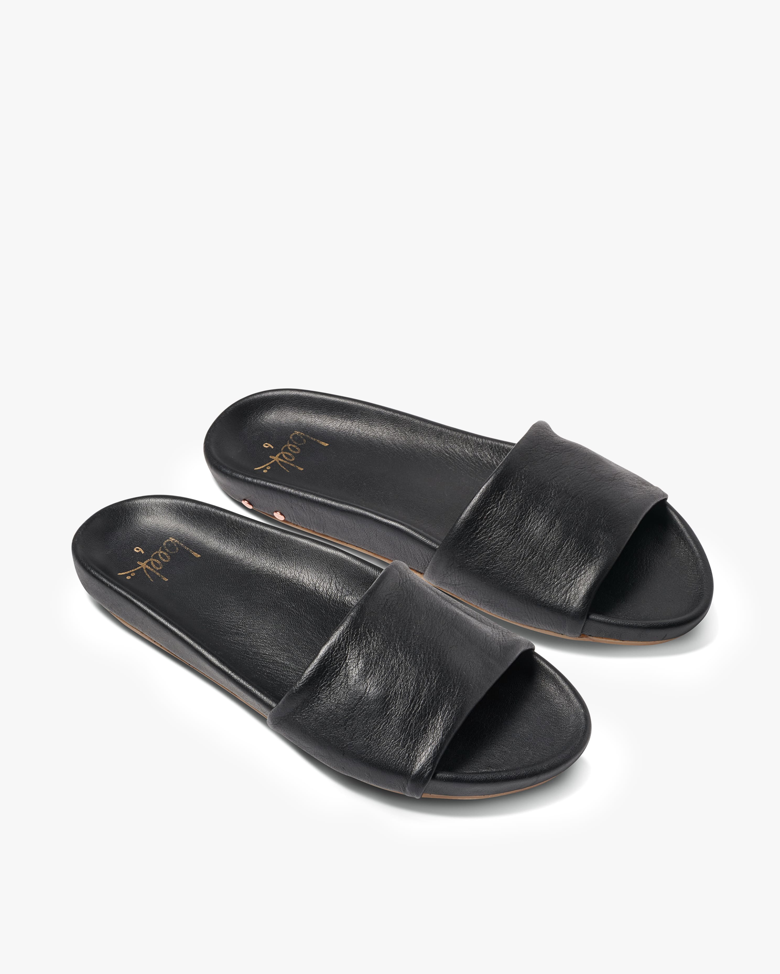 Gallito Leather Slide Sandal - Black | beek