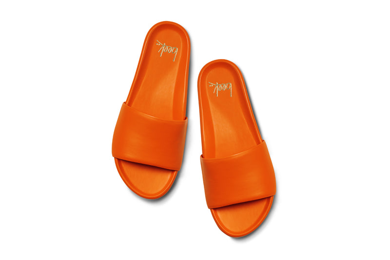 Gallito leather slide sandal in flame - product top shot