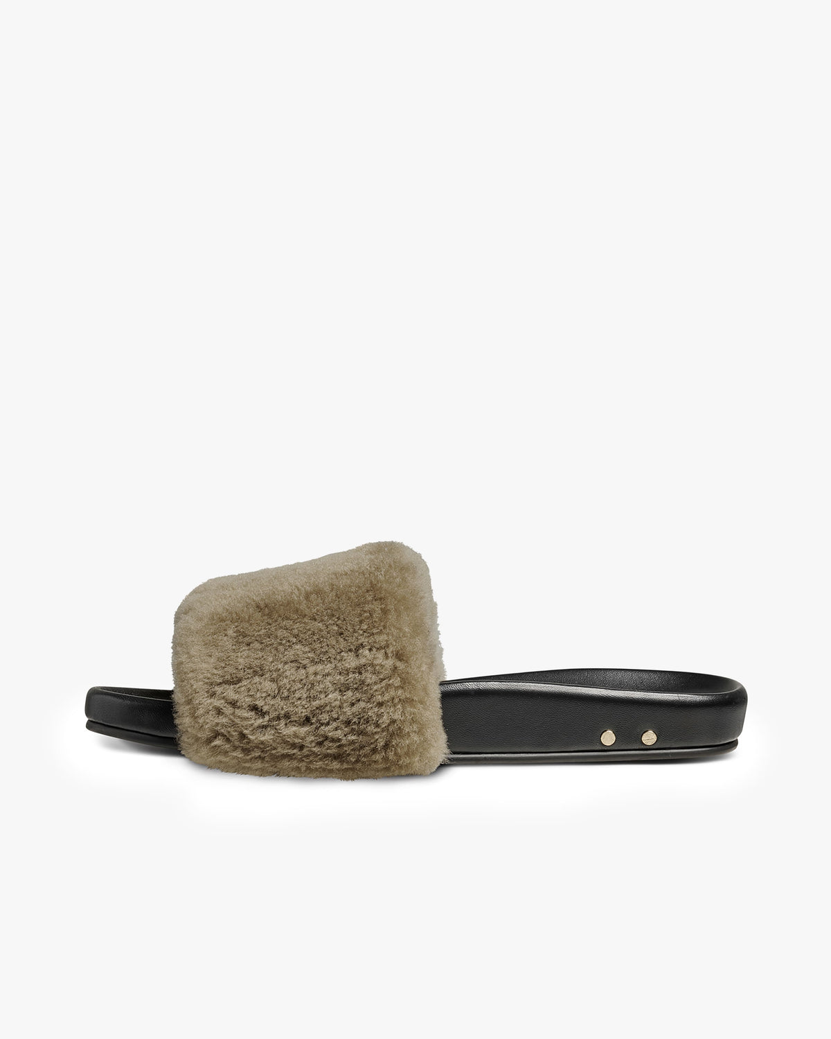Gallito Más Shearling slide sandals in bronze/black - product top shot